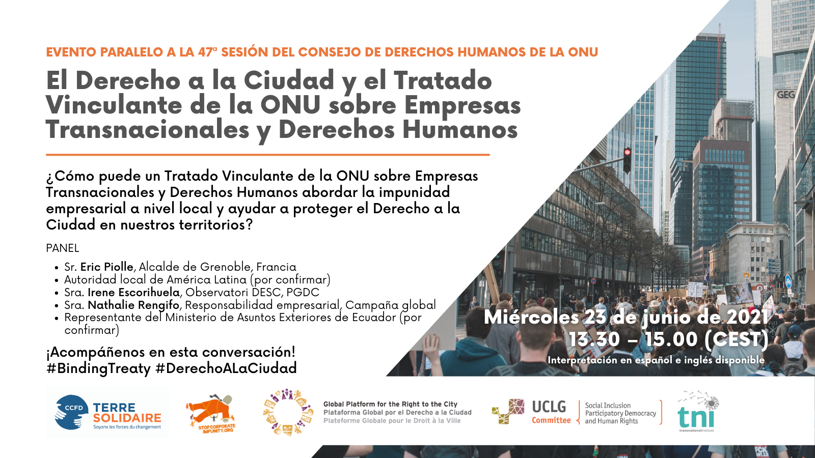 Flyer_The Right to the City and the UN Binding Treaty on Transnational Corporations and Human Rights_ES